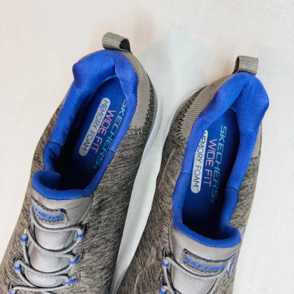 Skechers Summits Wide Fit Womens Charcoal Grey Blue Memory Foam Slip On Sneakers